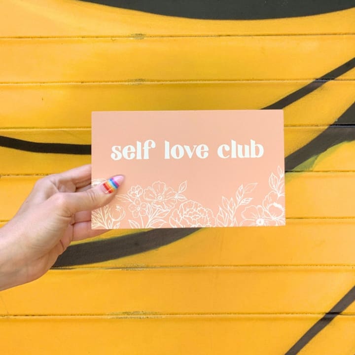 Self Love Club Inspo Block Sign | Inspirational Wooden Wall Desk Sign | 7.50" x 4.50" | Gift for Her