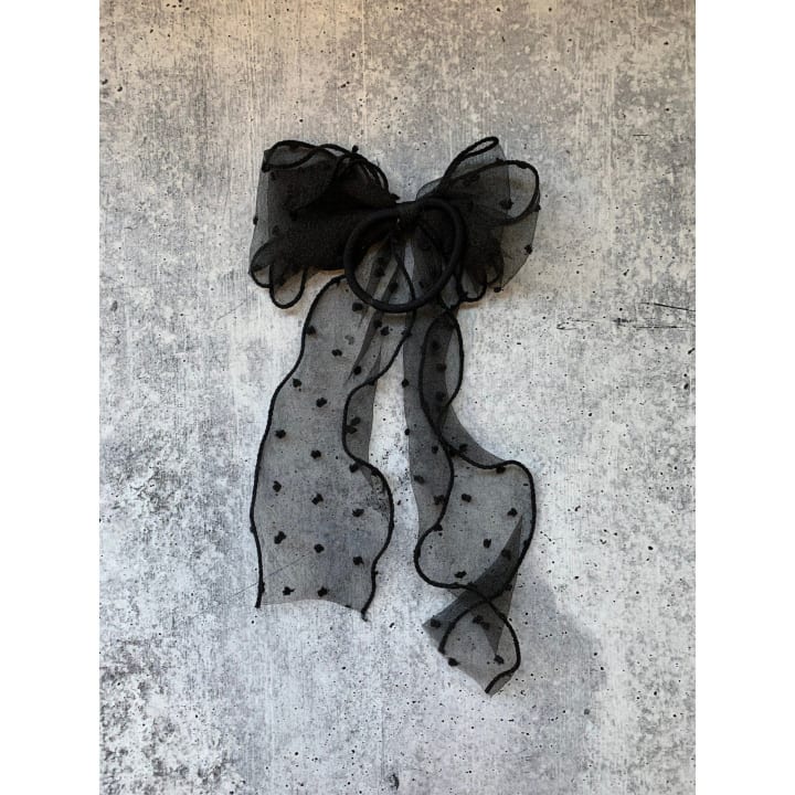 Delicate Black Dot Hair Bow with Hair Elastic