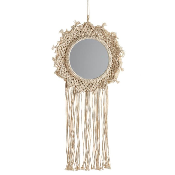 Bohemian Style Hanging Mirror | Wall Hanging Macrame Decor | 12.2" x 25.2"