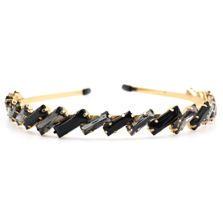 Staggering Intelligence Black Gem Jeweled Tiara Headband