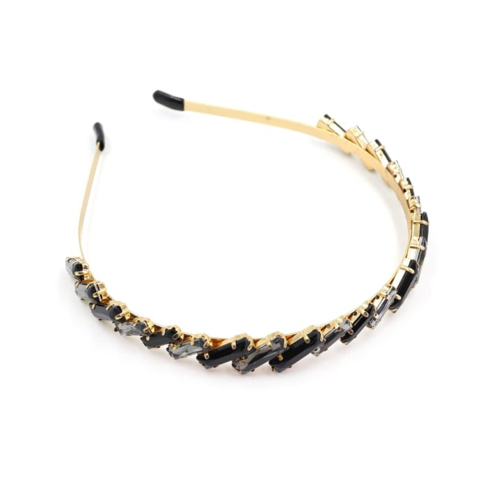 Staggering Intelligence Black Gem Jeweled Tiara Headband