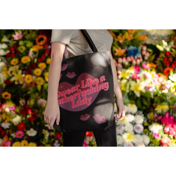 I Swear Like a Fatherf💋cking Lady Tote Bag in Black | 18" x 18"