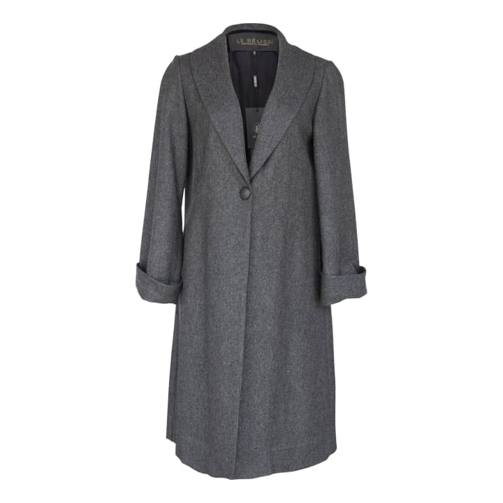 Worsted Flannel Long Trench Coat - Gray