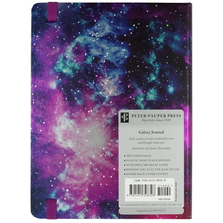 Galaxy Hard Cover Journal | Stellar Outer Space in Blue and Magenta | 6-1/4'' x 8-1/4''