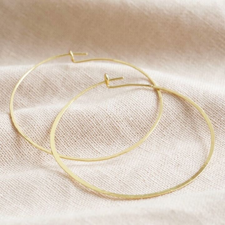 Large Thin Hoop Earrings in Gold Sterling Silver | Designed in the UK