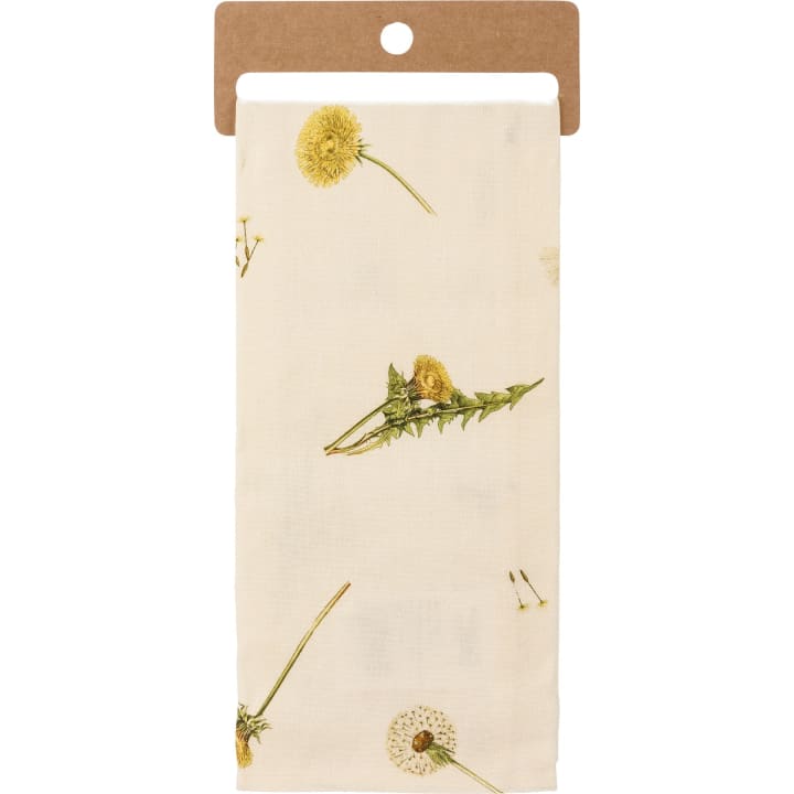 Well That's Just Dandy Punny Dandelion Dish Cloth Towel | Cotten Linen Novelty Tea Towel | Cute Kitchen Hand Towel | 18" x 28"