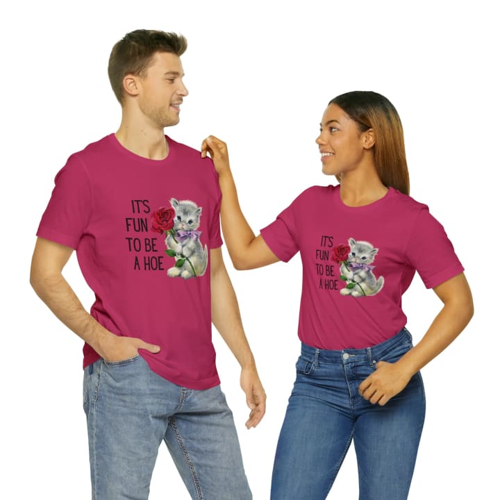 It's Fun to be a Hoe Jersey Short Sleeve Tee [Multiple Color Options] with Kitten Motif