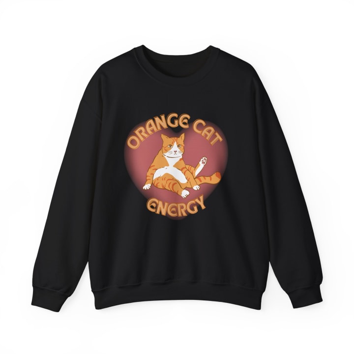 Orange Cat Energy Unisex Heavy Blend™ Crewneck Sweatshirt Sizes SM-5XL | Plus Size Available