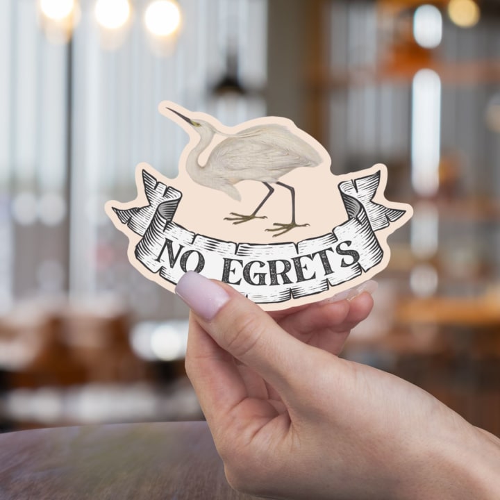 NO EGRETS Vintage Tattoo Sticker | Vinyl Die Cut Decal