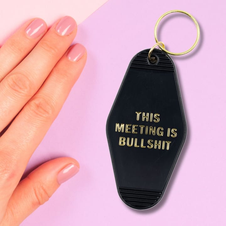 This Meeting is Bullshit Motel Keychain in Black