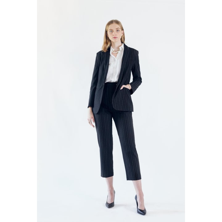 Black Pinstripes Oversize Blazer