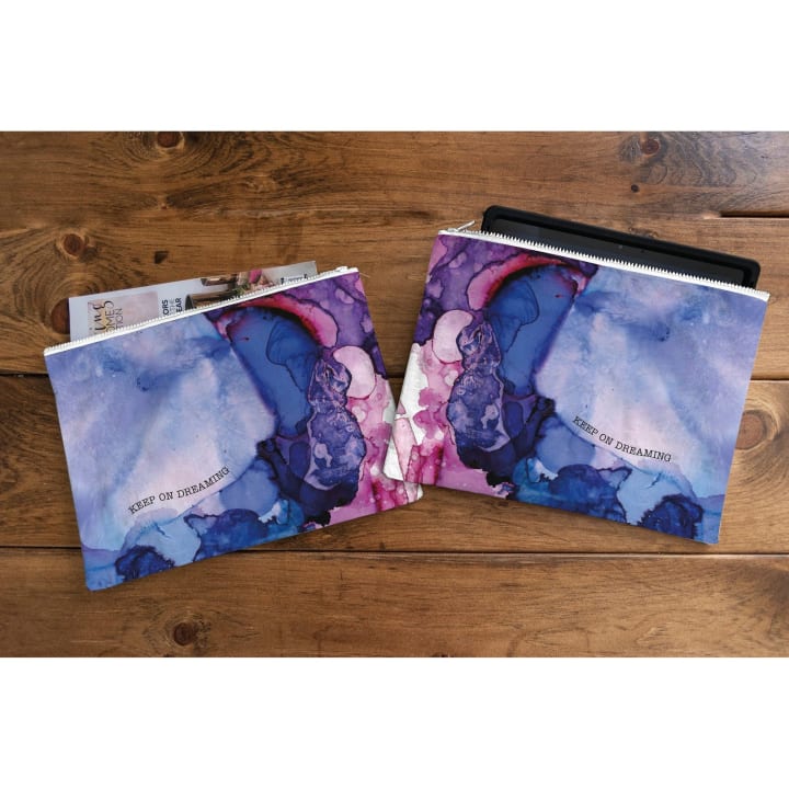 Jumbo Pouch Keep On Dreaming Watercolor Design Colorful Recycled Material Jumbo Zipper Folder | 14.25" x 10"