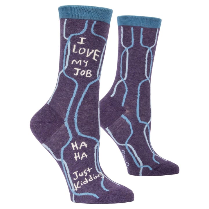 I Love My Job, Ha Ha, Just Kidding Women's Business Crew Socks | BlueQ at GetBullish