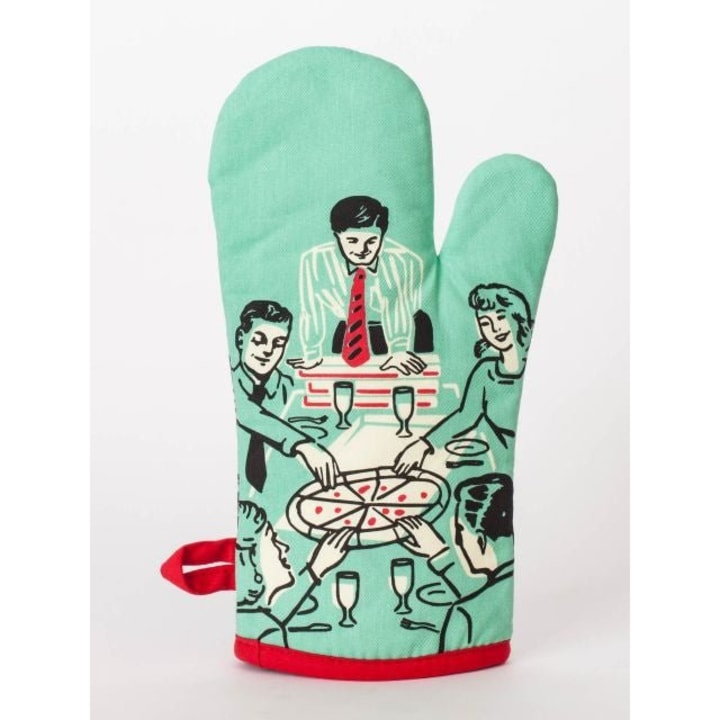 Pizza's Here Dad Oven Mitt in Retro Mint Green | Men's Dad Gift | Kitchen Thermal Single Pot Holder