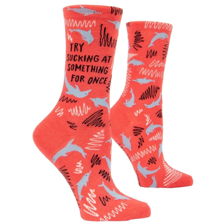 BlueQ Try Sucking At Something For Once Women's Crew Dress Socks | Gift for Her