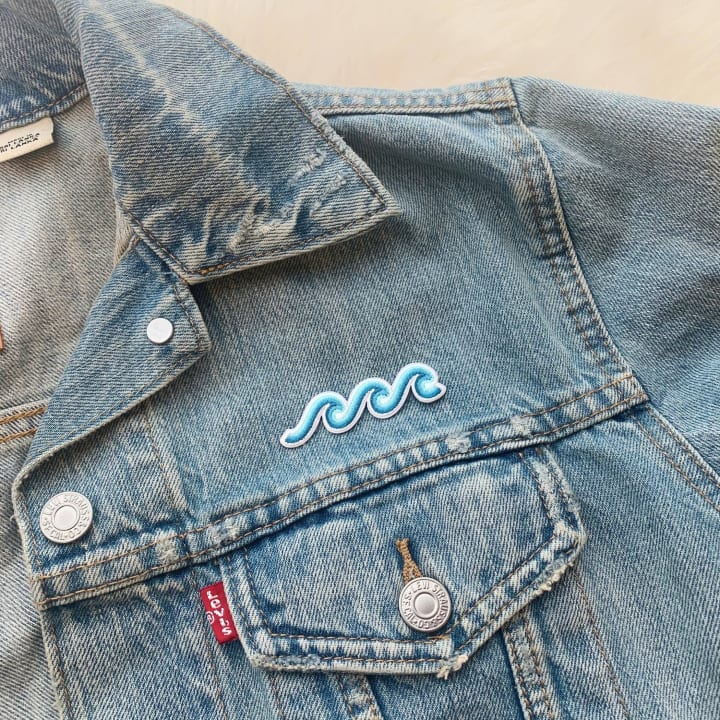 Simple Wave Patch | Embroidered Ocean Wave Applique