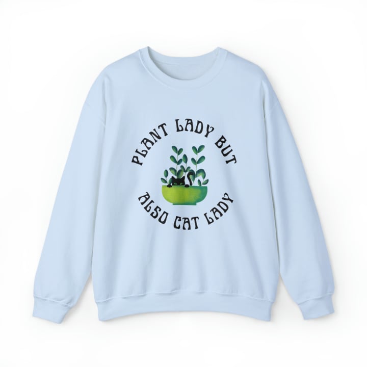 Plant Lady But Also Cat Lady Unisex Heavy Blend™ Crewneck Sweatshirt Sizes SM-5XL | Plus Size Available