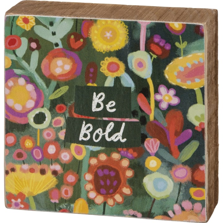 Be Bold Mini Wooden Inspo  Block Sign in Floral Print | 3" x 3"