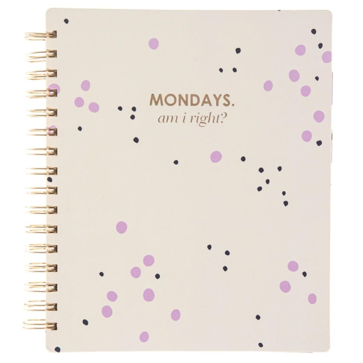 Last Call! Mondays, Am I Right? Spiral Undated Planner With Shiny Gold Wiro