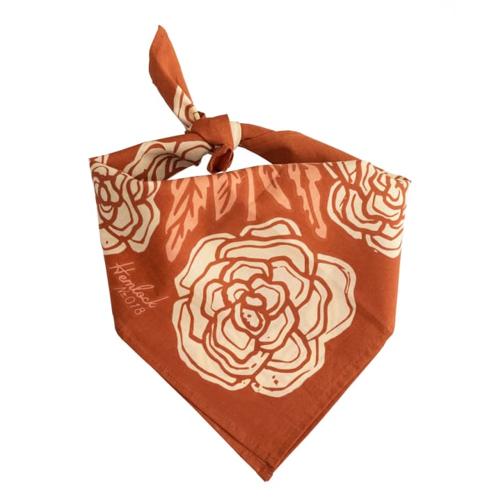 Cream Rose Print Bandana in Red | 22" x 22" Premium Cotton