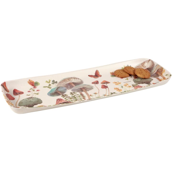 Mushroom Study Long Bamboo Tray | Rectangular Serving Dish Tray | 17.25" x 6.50"