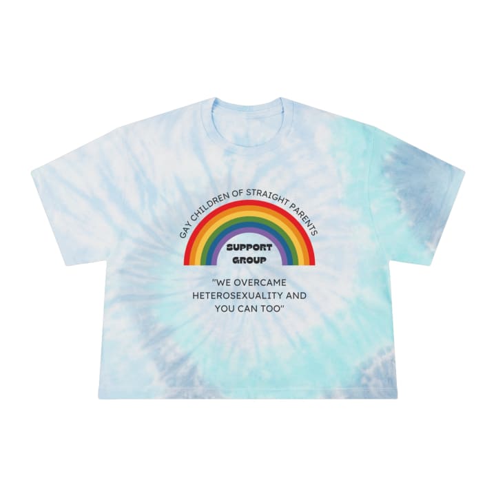 Gay Children of Straight Parents Support Group Women's Tie-Dye Crop Tee - Color: Lagoon, Size: XS
