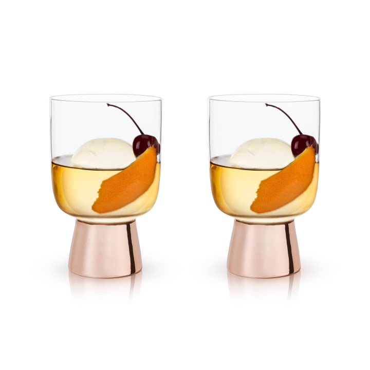 Set of 2 Raye Copper Footed Cocktail Tumblers in Gift Box | Gift for Her