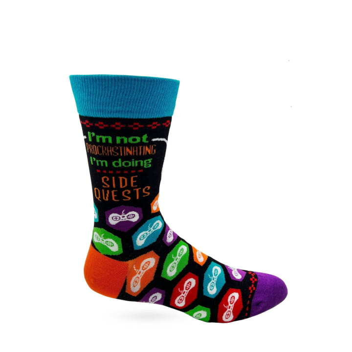 I'm Not Procrastinating I'm Doing Side Quests Men's Novelty Crew Socks | Video Games