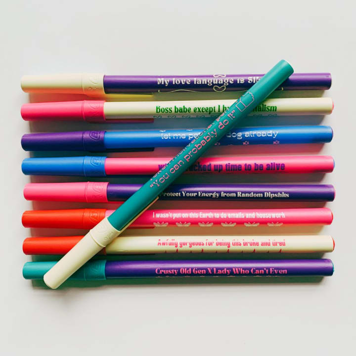 Token Motivational Pen: "You Can Probably Do It" Ballpoint Teal Pen | Gen Z Aesthetic Blue Ink