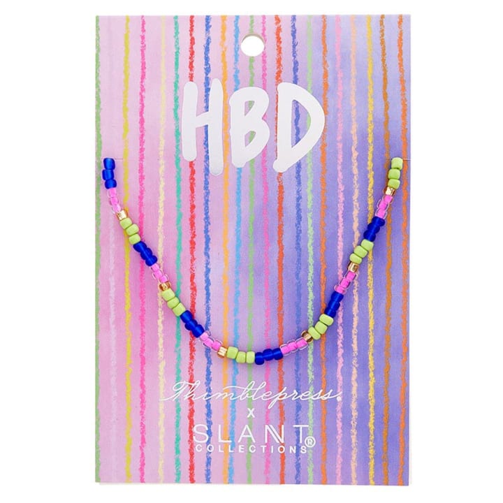 HBD Colorful Beaded Necklace | Giftable Birthday Party Necklace | 8"