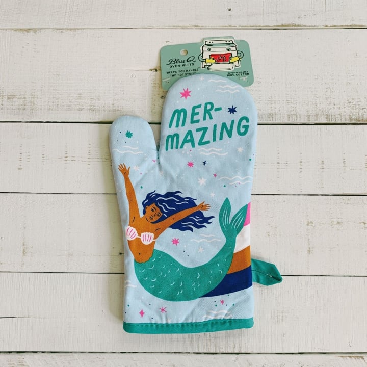 Mer-Mazing Oven Mitt with Mermaid Design | Kitchen Thermal Single Pot Holder | BlueQ at GetBullish