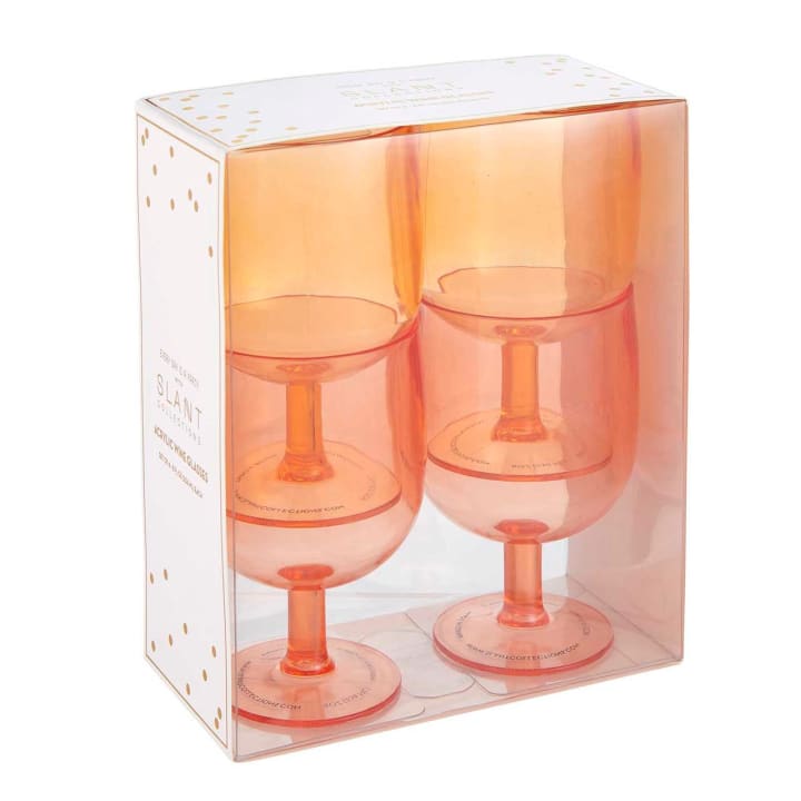 Stackable Stemmed Wine Glasses in Pink Orange | Acrylic | Set of 4