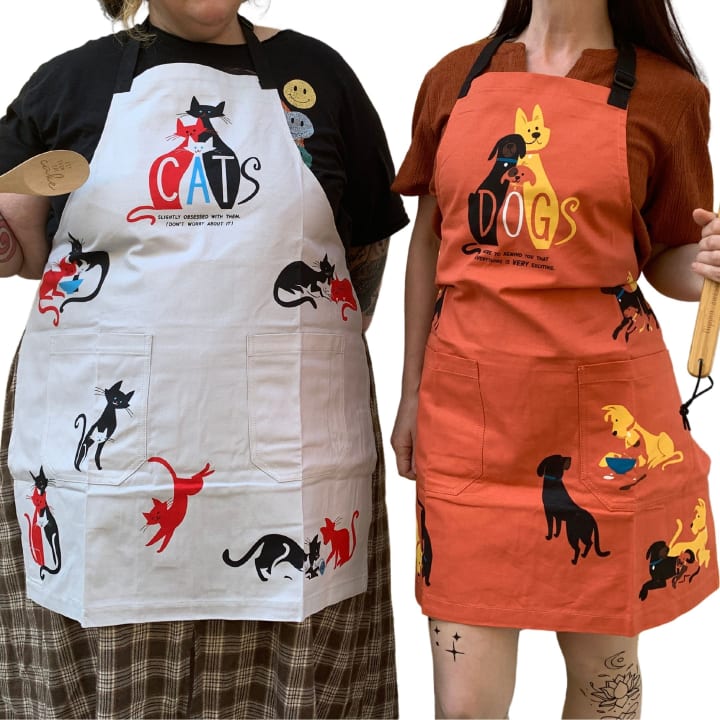 Cats. Slightly Obsessed With Them Funny Cooking and BBQ Apron Unisex 2 Pockets Adjustable Strap 100% Cotton | BlueQ at GetBullish