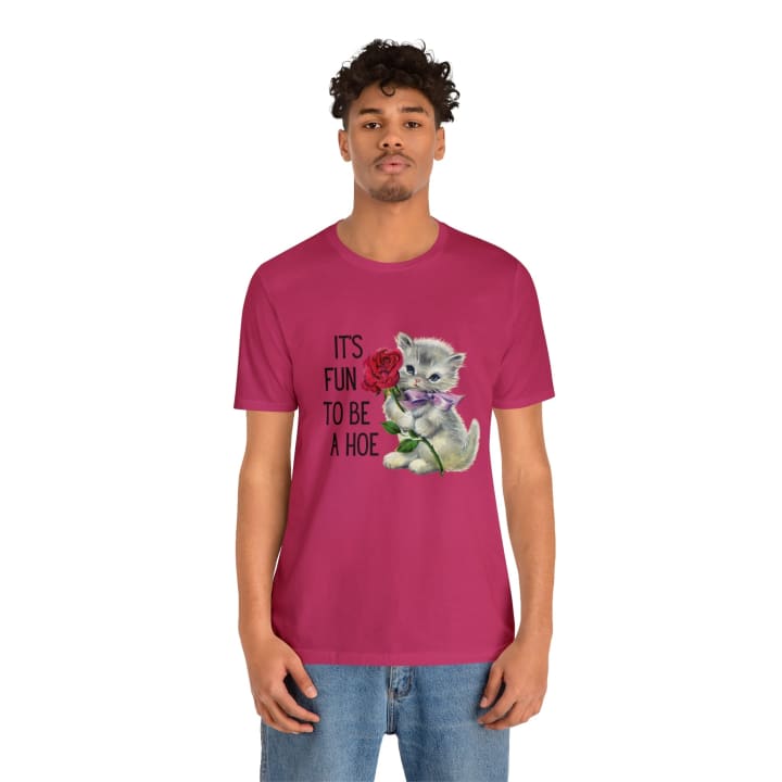 It's Fun to be a Hoe Jersey Short Sleeve Tee [Multiple Color Options] with Kitten Motif