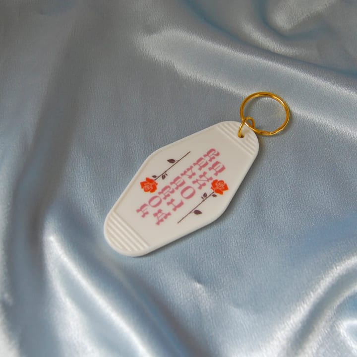 Forever Alone Motel Style Keychain in Pink