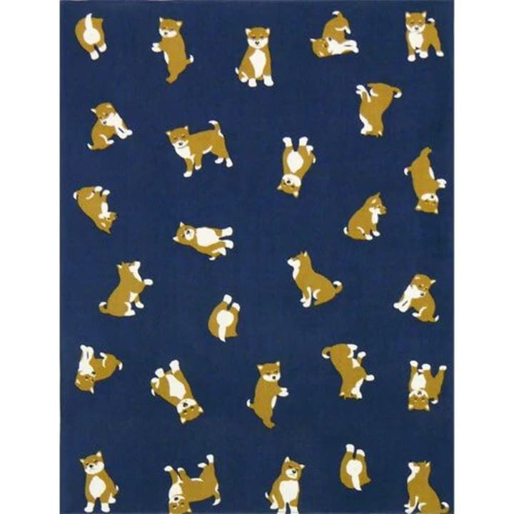 I Love Mameshiba, Con Tenugui Hankie Handkerchief in Blue  | Cute Dog Prints Japanese Hand Cloth | 13.38" x 16.92"