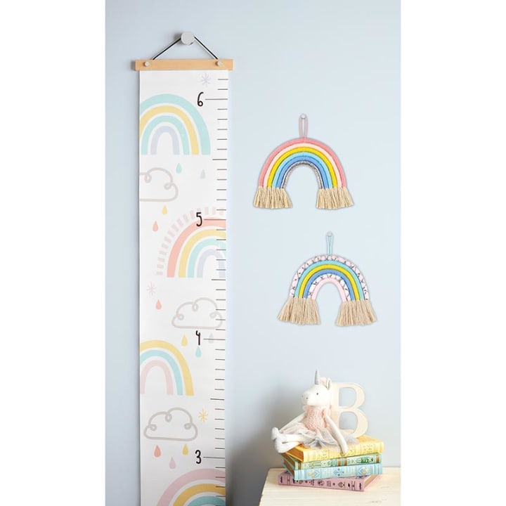 Rainbow Kids Growth Chart | 65" Long Hanging Canvas Height Chart | Nursery Decoration