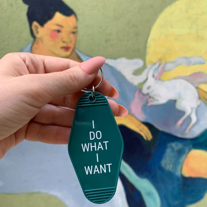 I Do What I Want Motel Style Keychain in Green