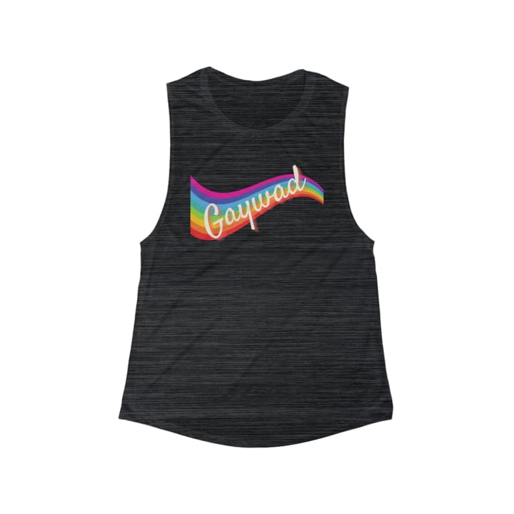 Gaywad Women's Flowy Scoop Muscle Tank - Color: Black Slub, Size: S