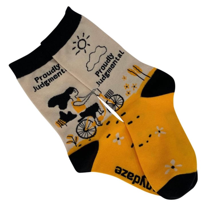 Proudly Judgmental Women's Crew Socks | Girl on a Bicycle