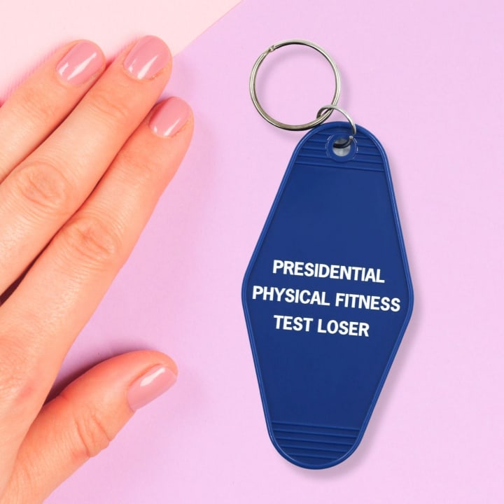 Presidential Physical Fitness Test Loser Motel Style Keychain in Blue