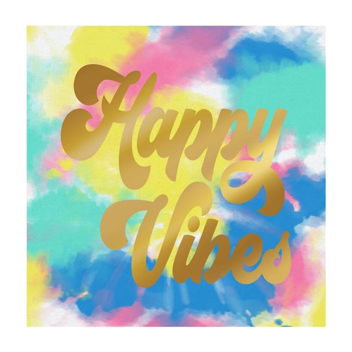 Happy Vibes Gold Foil Party/Beverage/Cocktail Napkins | 5" Square