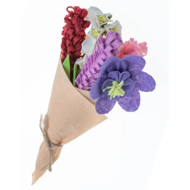 Handcrafted Felt Petite Foxglove & Lupine Bouquet | Handmade in Kyrgyzstan