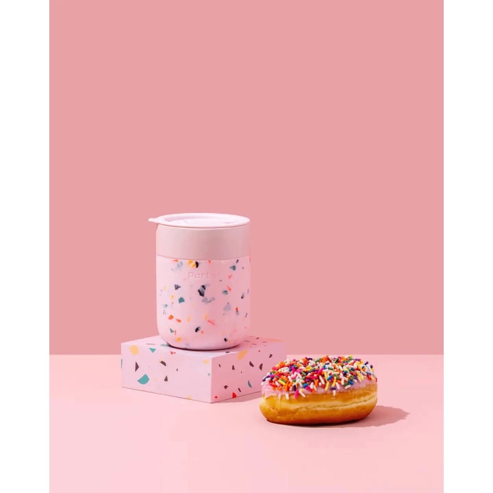 Terrazzo Porter 12 oz Mug In Blush | 4.4" x 3" x 3" Food Safe Silicone