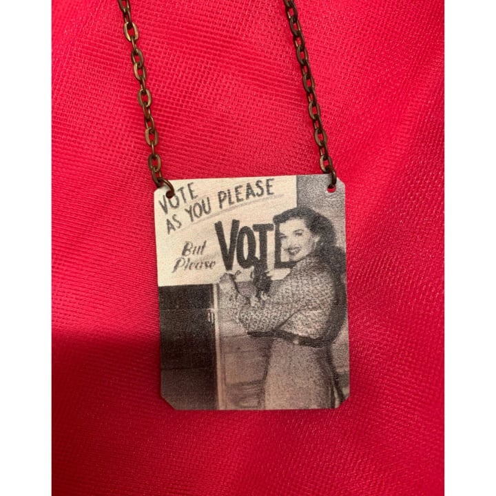 Vote As You Please But Please Vote Handmade Women's Suffrage Necklace