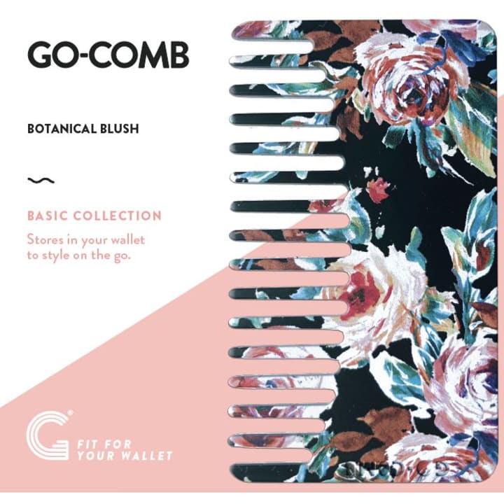 Botanical Blush Go-Comb | Plastic Wallet-Sized Comb