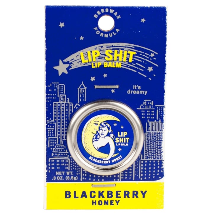 Lip Shit Lip Balm in Blackberry Honey Beeswax Formula | Lip Moisturizer in Tin | .3oz | BlueQ at GetBullish