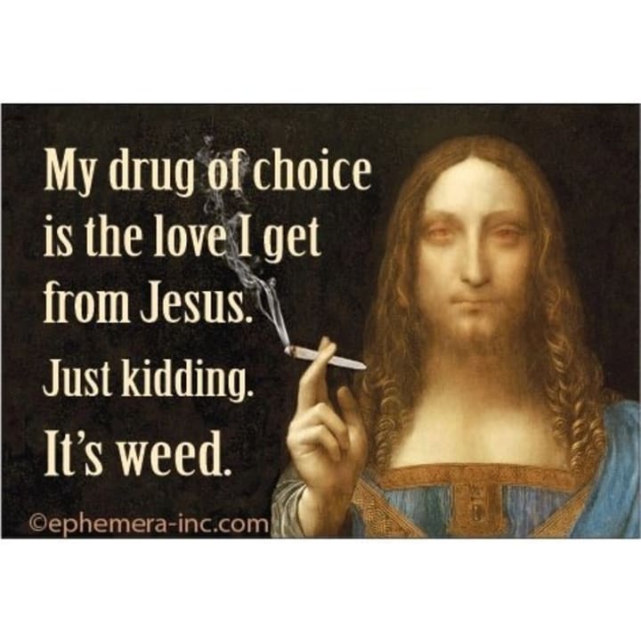 My Drug Of Choice Is The Love I Get From Jesus Fridge Magnet | 2" x 3