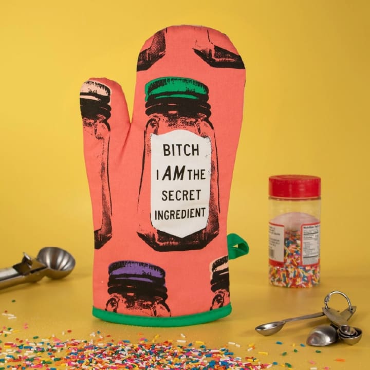 Bitch I Am The Secret Ingredient Oven Mitt | Kitchen Thermal Single Pot Holder | BlueQ at GetBullish