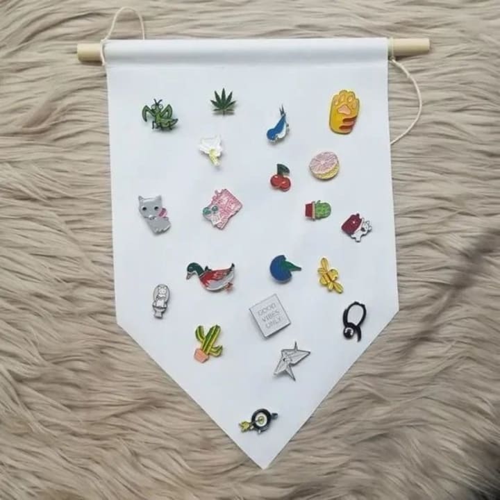 Mystery Enamel Pins Bundle of 20 on Hanging Banner